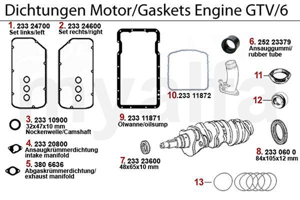 Dichtungen Motor GTV/6