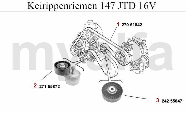 Tandheelkundig machine pint Alfa Romeo 1.9 JTD 16V - V-snaren/multiriemen - Motor - 147 - Onderdelen