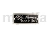 Schild "Alfa Romeo Made in    Italy"                        
