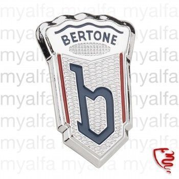 Embleem Bertone "b", 41 x 28 mm metaal verchroomd, gelakt