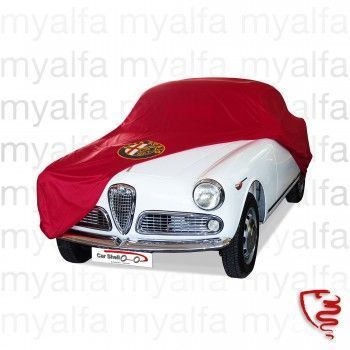Autohoes Giulietta/Giulia Sprint maatwerk, rood incl. Alfa Romeo mbleem en draagtas
