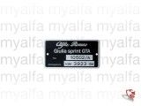 Typeplaatje  105.02/A, Giulia Sprint GTA 1600